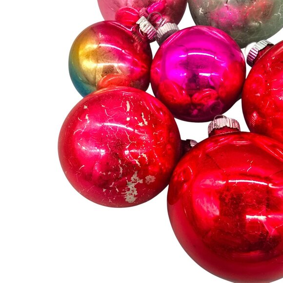 Set Of 7 Shiny Brite Christmas Tree Mercury Glass Ornament Vintage - Picture 2 of 16